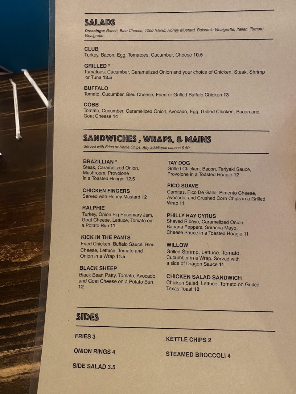 Menu item photographed for a bar and grill.